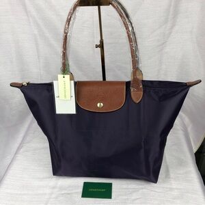 NWT Longchamp Le Pliage Original Large Shoulder Nylon Bag Tote Purple